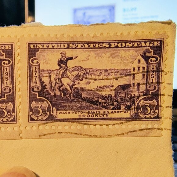 STAMP US SCOTT 1003 "Gen. Washington Evacuating Army" 3 CENT 1951 USED - Picture 2 of 3